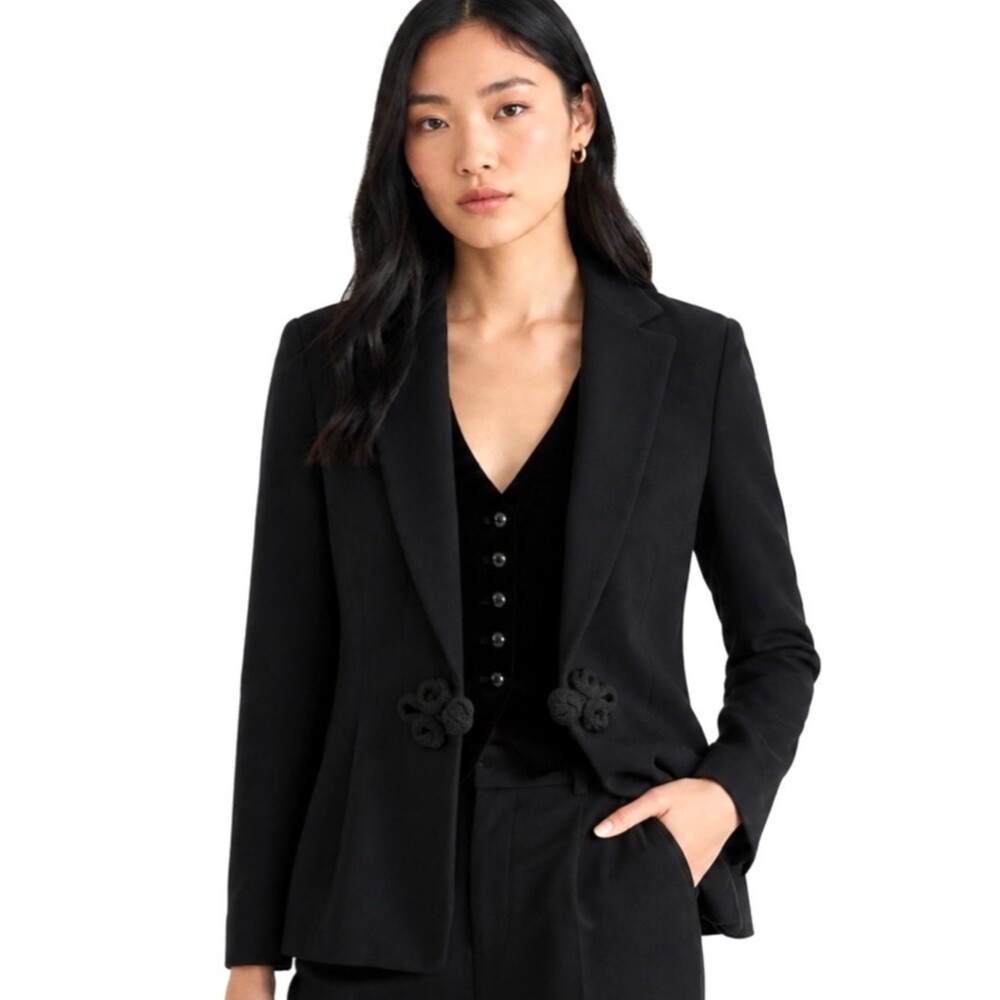 ✨ Ralph Lauren Black Fitted Blazer with Decorative Closures ✨